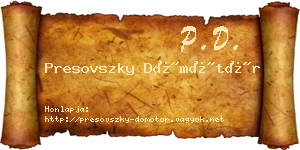 Presovszky Dömötör névjegykártya